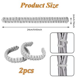 Ptwola 2 Pack Braided Curtain Tiebacks Boho Elegant Rustic Curtain Holdbacks Tie Backs Holders Set Simple Light Weight Drapes Decorative Accessories Handmade for Home Office Bedroom Window (2, Grey)