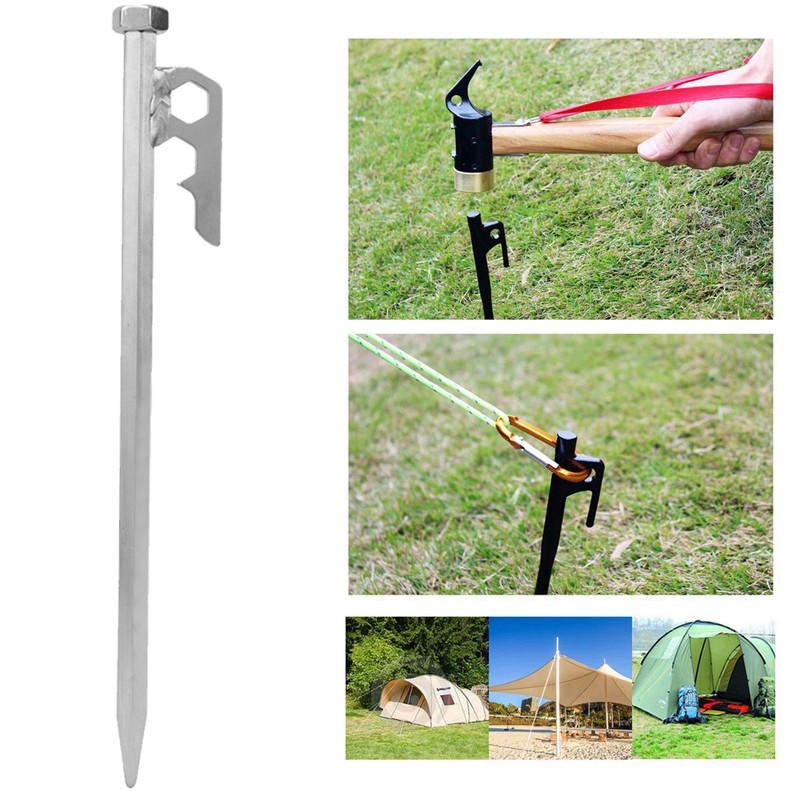 8 pcs Stainless Steel 20cm Hex Tent Stakes Pegs for