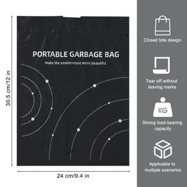 Disposable Trash Bags for Cars, Vomit Bags Pack of 100, Portable Drawstring, Paste Dual-Use Self Adhesive Cleaning Bags, Easy Stick on and Hanging, for Cars Kitchens Bedrooms Travel Office (Black)