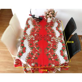 Christmas tablecloth, Christmas decoration, meal mat, Christmas decoration, Christmas dinner, atmosphere creation, background, fireplace, entrance, atmosphere, party goods, Christmas card, Christmas dinner, 59.1 x 70.9 inches (150 x 180 cm), red ring