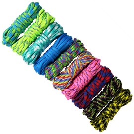 10 Colours Paracord Set DIY 550 Paracord Bracelet Rope 7 Strand Nylon Cord Survival Rope Parachute Cord for Camping Hiking Travelling Outdoor & Home Uses Braided Bracelet Kits Keychain Lanyard (10 x Colours)