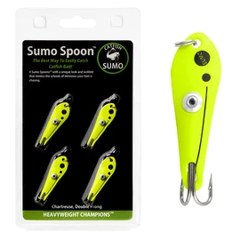 Sumo Spoon - Cuchara de cebo de pesca para saltar, lubina blanca, róbalo a rayas y otros peces de cebo, 1 5/8 pulgadas (1 5/8 pulgadas, 2 puntas, Chartreuse)
