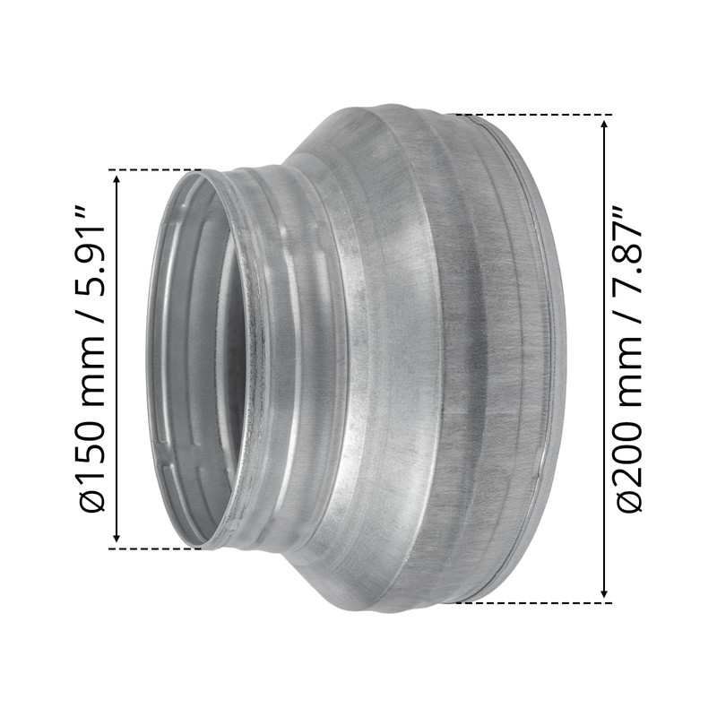 HVAC OV 8" to 6" Inch Round Duct Reducer -