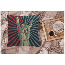 WONDERTIFY Gesture Love Cushion Cover Music Rock N Roll Decorative Throw Pillow Covers, Sofa Pillow Case Red Teal 45X45 Cm