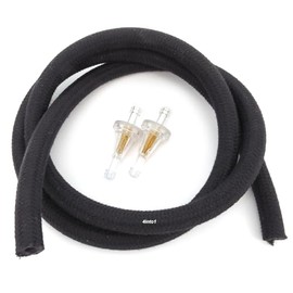5 Feet - 1/4" 6mm Vintage Motorcycle Cloth Wrapped Fuel Line & 2 Clear Filters Set