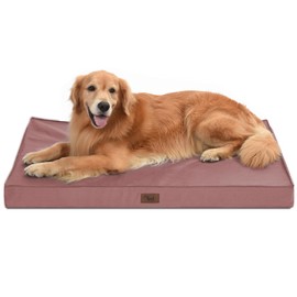 Tail Stories Outdoor Extra Large Dog Bed for Big Dogs, Waterproof Dog Bed for Large Dogs, Egg Crate Foam XL Pet Bed with Removable Washable Oxford Cooling Cover, Pink
