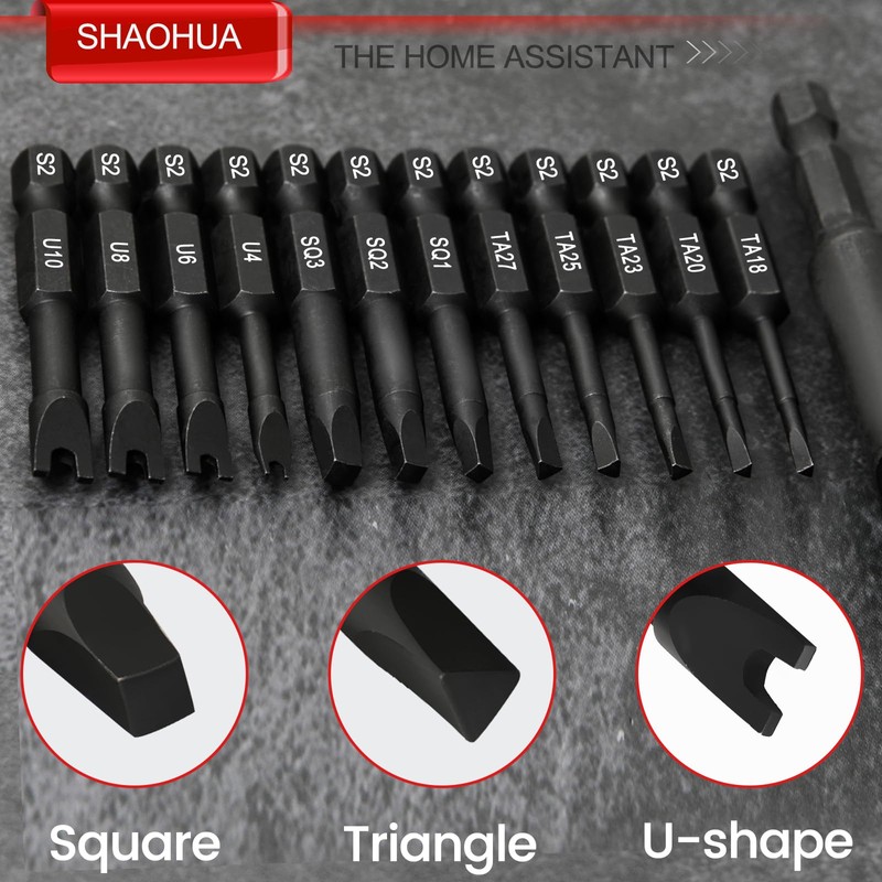 13PCS Screwdriver Bit Set, Triangle Screwdriver Set TA18-27, Square Drive