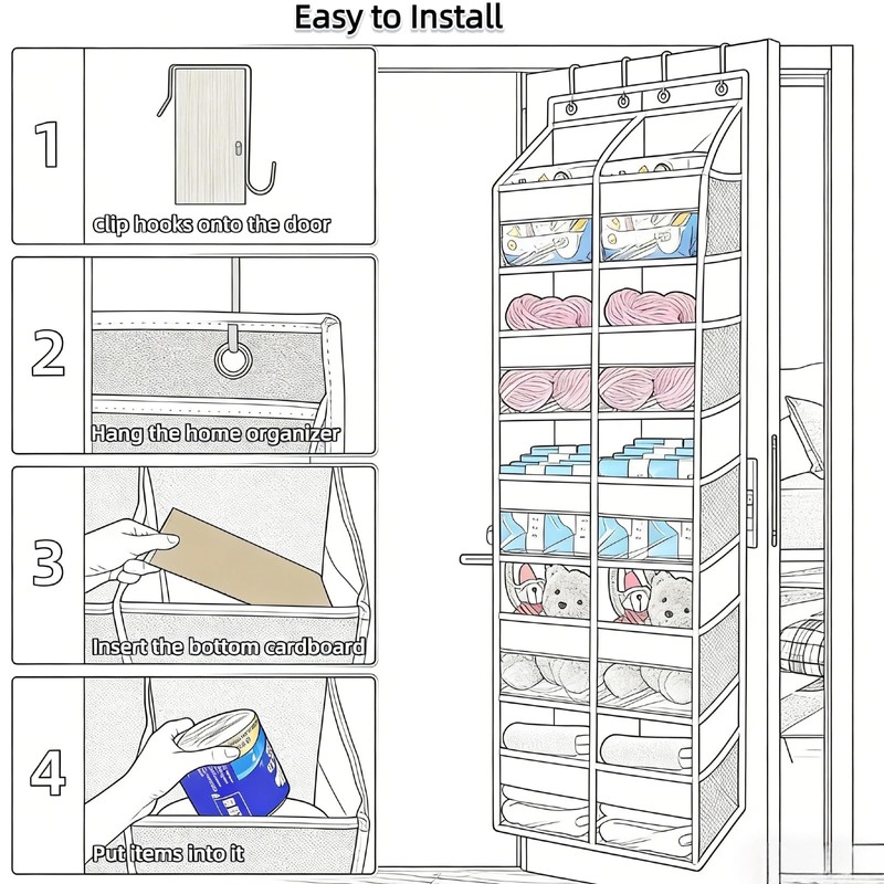 Chuanke 5 Tier Over the Door Organizer with 20 Pockets