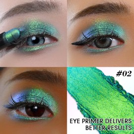 CHARMACY New Magic Eyeshadow Stick, Creamy Eye Shadow Stick, Dynamic Light color Change, Metallic Shimmer Eyeshadow, Long-Lasting Water-Resistant Formula, High Pigmented, Built-in Smudger #02