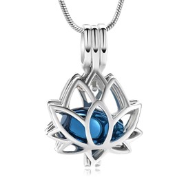 Cremation Jewelry for Ashes Pendant - Lotus Urn Necklace with Mini Keepsake Urn Memorial Ash Jewelry For Women Men