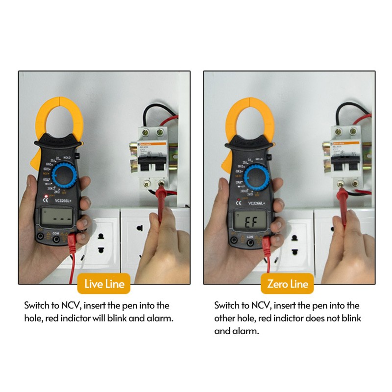 Digital Clamp Meter Multimeter Measures Resistance Alternating and Direct Current