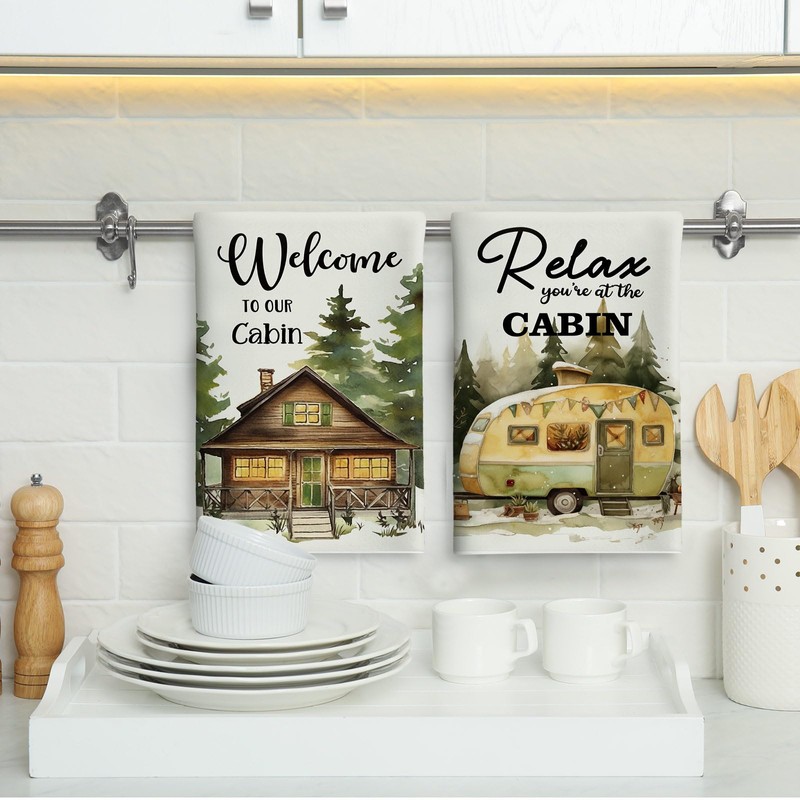 Buryeah 4 Pcs Cabin Kitchen Towels Set 23.6 x 16
