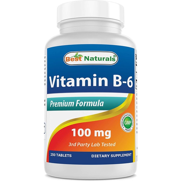 Best Naturals Vitamin B6 Tablet, 100 mg, 250 Count