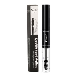 O'CHEAL 2 In 1 Double Head Black Curled Lashes Eyebrow Cream Styling 3D Feathery Wild Brow Wax Eyebrows Brush 02#DARK BROWM