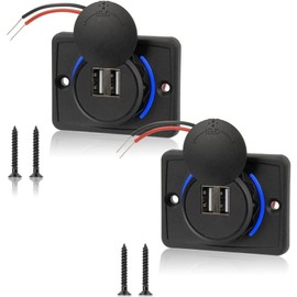 Car Usb Charger, 3.1A Car Dual USB Charger, 12-24V Waterproof Charging Panel, 2 Port USB Charging Socket Charging Panel, for Motorcycles, Marine, Trucks, RV (2PCS)