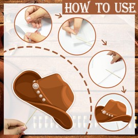 West Wanted Photo Booth Props Selfie Frames & 25 Pieces Western Photo Booth Props, Wild West Themed Party Decoration, West Cowboy Theme Party Supplies, Cowgirl Bachelorette Party