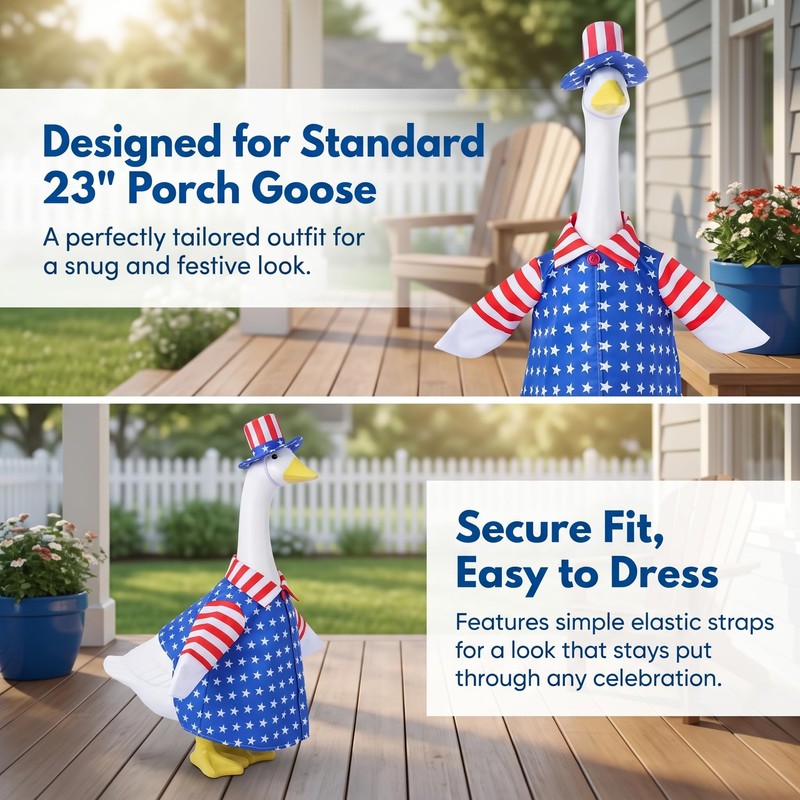 4th of July Goose Outfit for 23 Inch Lawn Goose