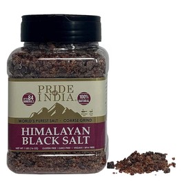 Pride Of India - Himalayan Black Salt - Coarse Grind, 1 Pound (16oz) Jar - Kala Namak - Contains 84+ Minerals - Use in Grinders, Restaurants & Cooking - Perfect for Faux Egg Recipes & Vegan Scramble