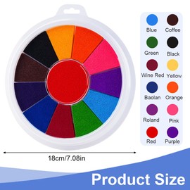 LONZIKP Ink Pad Fingerprint Children's Stamp Pad Non-Toxic Washable for DIY Birthday and Fabric Painting (12 Colours) (Colourful)