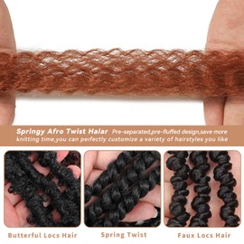 8 Packs Pre-Separated Springy Afro Twist Hair 12 Inch Spring Twist Hair Kinky Cuban Twist Crochet Hair for Black Women (350#, 12 Inch(Pack of 8))