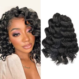 Ocean Wave Crochet Hair 7 Packs 9 Inch Black Deep Wave Curly Braids Synthetic Twist Crochet Braiding Hair Extensions