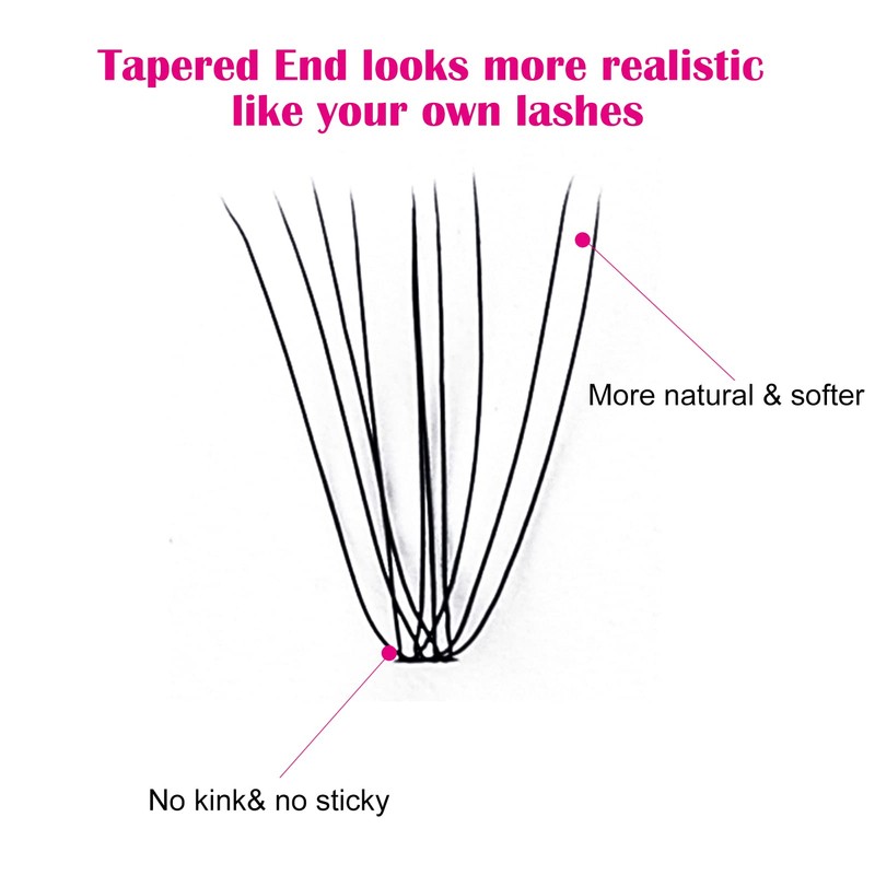 Cluster Eyelashes, Individual, 10 Roots, 0.07mm C-curl, 10mm, Medium Length,