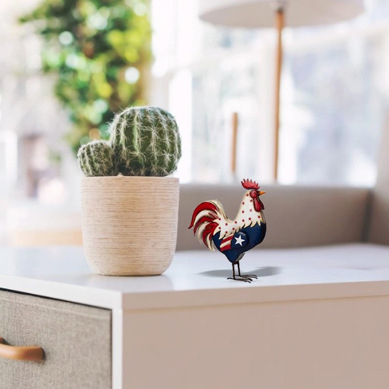 Resin Roosters Ornaments Chicken Statue Independence Day Decoration Patriotic Ornament