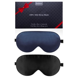 Silk Sleep Mask, 2 Pack 100% Real Natural Pure Silk Eye Mask with Adjustable Strap, Eye Mask for Sleeping, BeeVines Eye Sleep Protection for Yoga Travel, Blocks Light