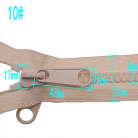 Leekayer 2PCS #10 40 Inch Heavy Duty Zippers for Sewing Separating Large Plastic Zippers Beige Tape with Double Pull Tab Slider, Sleeping Bag, Boat, Canvas, Cover, Trampoline, Dog Bed,Tent (40" 2pcs)