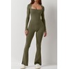 QINSEN Women's Long Sleeve Wide Led Jumpsuit Seamless Long Pants