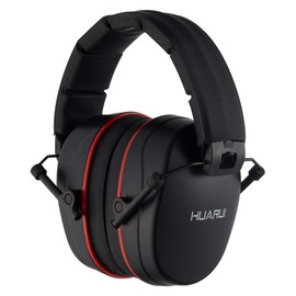 HUARUI Noise Reduction Ear Muffs for Hunting, Shooting Ear Protection Headphones Fits for Adults to Kids Hearing Protection Ear Muffs Noise Cancelling Ear Protector (Black Red)