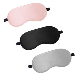 RTRTGS 3 Stück Augenmaske aus echter natürlicher reiner Seide mit verstellbarem Riemen, Augenmaske zum Schlafen, Seiden Schlafmaske, Augen-Schlafschutz für Yoga-Reisen, blockiert Licht