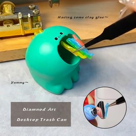 LINFANG Diamond Art Tool Desktop Trash Can Ornament Cute Tool, Diamond Painting Accessories, Diamond Art Kit for Adults, Creative Mini Garbage Can, Small Storage | Ideal for Diamond Work (Dinosaur)