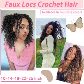 Goddess Locs Crochet Hair For Black Women 14 Inch 7 Packs Faux Locs Crochet Hair Boho Locs Crochet Hair Pre Looped Crochet Locs River Locs With Curly Ends (1B/Blue#)