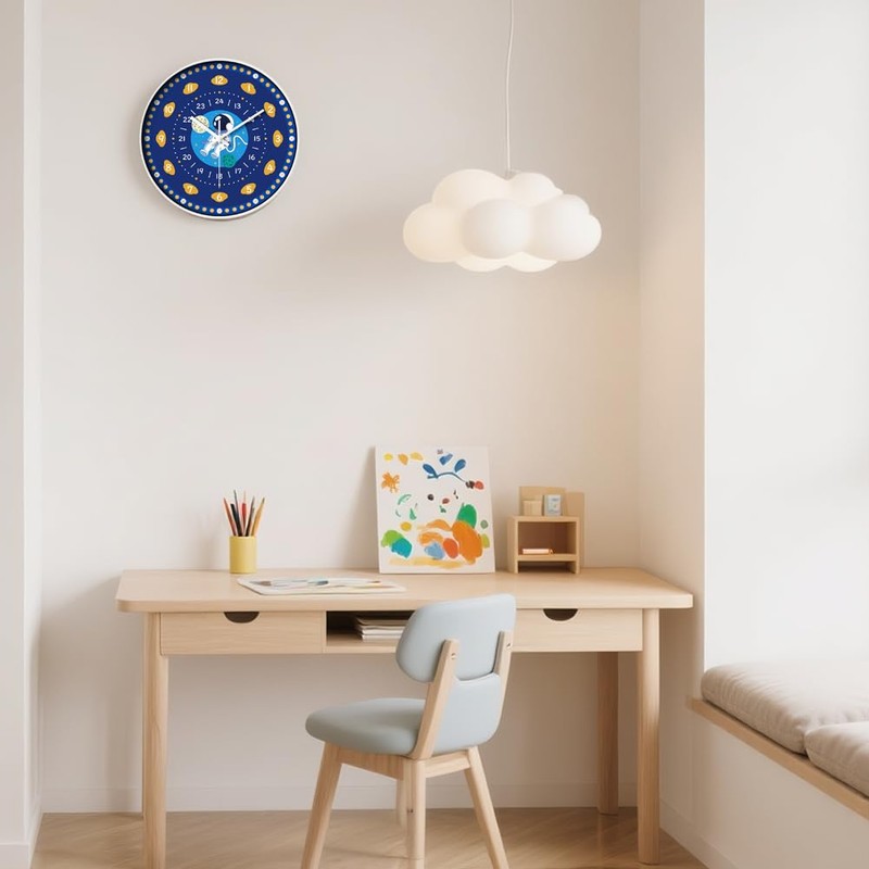 Learning Wall Clock for Kids, 12in Silent Time Teaching Clock