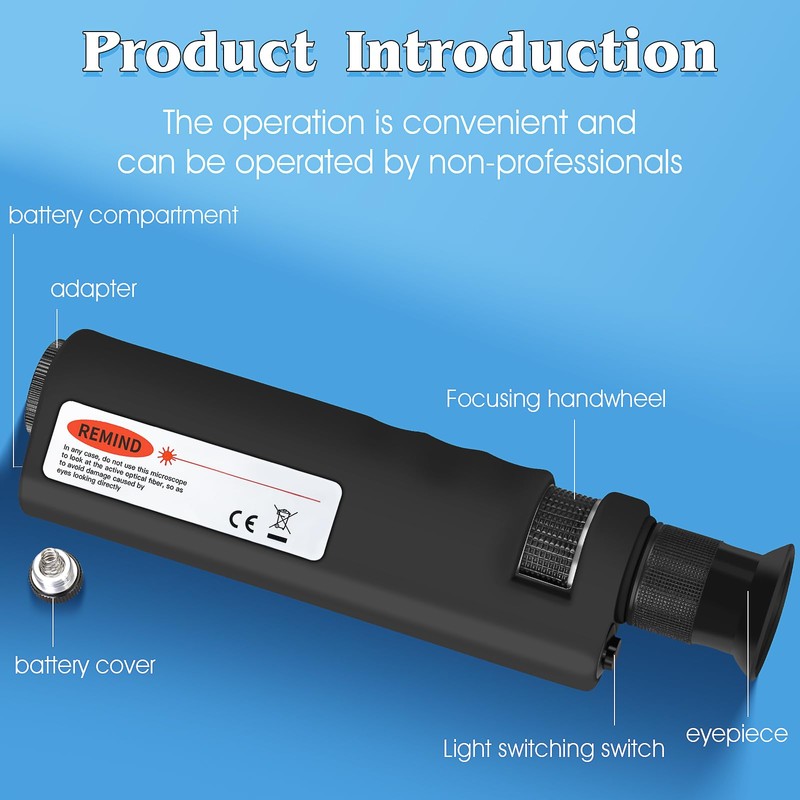 400X Fiber Optic Microscope with LED Lighting Handheld Fiber Optic