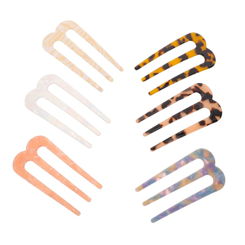 Peineta para Moño 6 Piezas Tres Dientes Fijador de Cabello