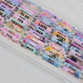 UPAFEXXI-Laminated Planner Monthly Tabs(72 Tabs in Total,24 Month Tabs, 24 Subject Tabs,24 Blank Tabs) Calendar Monthly Tab Stickers for Planners,Subject Label Adhesive Tabs for Folders, Pages.