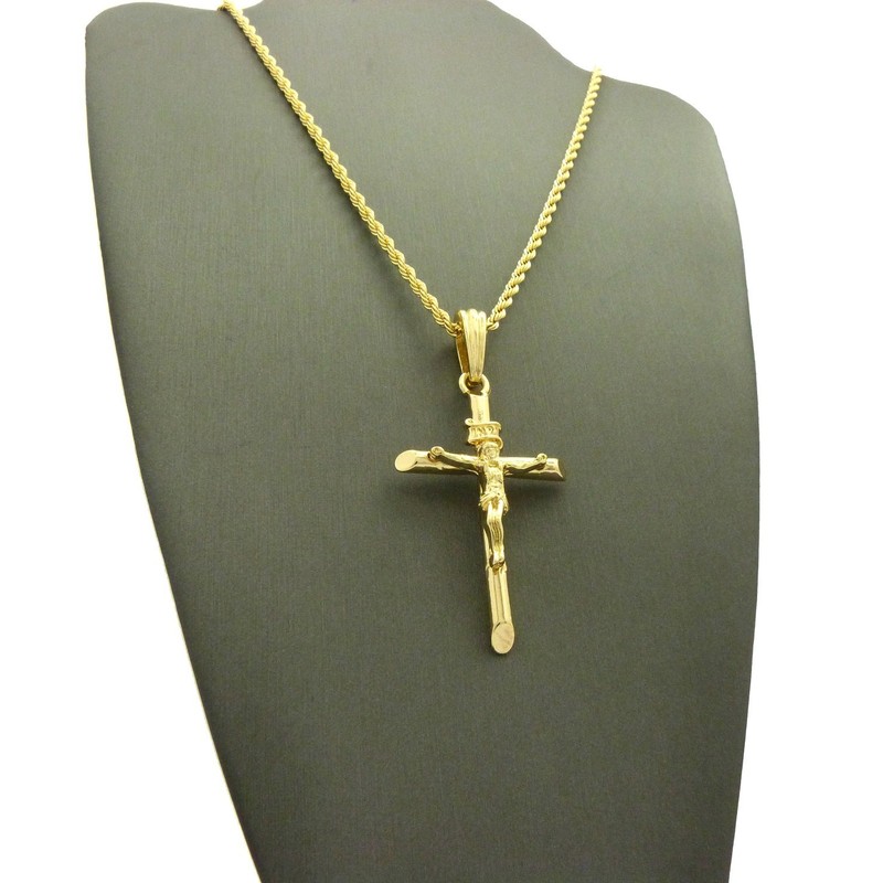 CBC Crown Religion Cross Jesus Crucifix Pendant in 18"/20"/24" Rope,