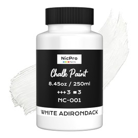 Nicpro All-in-One White Chalk Paint for Furniture, 8.45 oz (250ml) Matte Finish Acrylic Craft Paint, Built-In Primer & Top Coat, Non-Toxic Furniture Paints for Cabinets, Wood, Metal, Home Decor