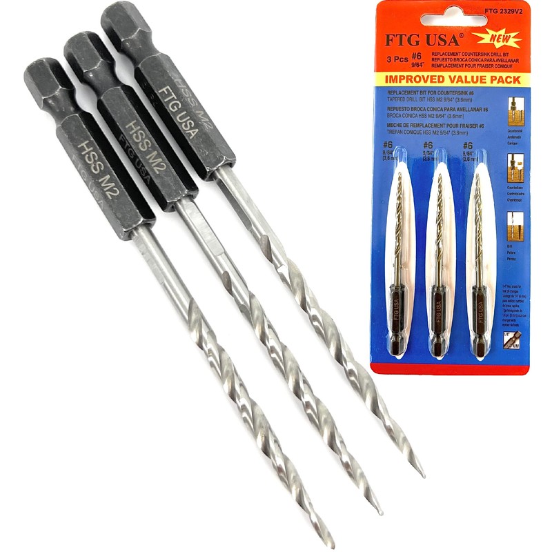 FTG USA Tapered Countersink Drill Bit Set 3 Pc #6