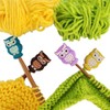 Toeloioh 4PCS Knitting Needle Stoppers,Monkey Penguin Fish Owl Needle Point