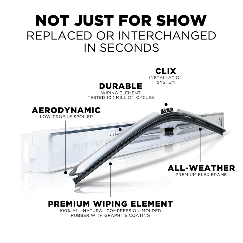 Clix Wipers - 22" Chrome Automotive Replacement Wiper Blade (Pack
