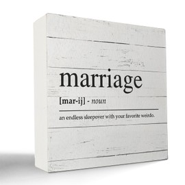 Kunlisa Marriage Box Sign - Wooden Wedding Gift for Couples, Funny Newlywed Decor - 5x5 Inch