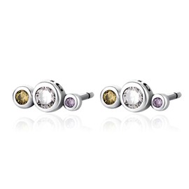 925 Silver Earrings for Women Mini Style Decorated with 3 Zircons. Stud Earrings made of 925 Silver for Women or 18K Gold, Ideal as a Mother's Day Gift ... Earrings Girls. Jewellery Women, Gold -