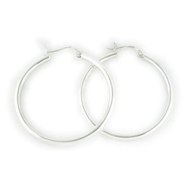 18MM Sterling Silver Polished Round Tube Creole Hoop Earrings with Snapdown Posts for Women/Teenagers/Girls - 925 Sterling Silver - 2.5MM Thickness - 18mm Diameter
