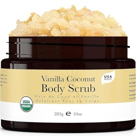 Beauty by Earth- Exfoliante corporal orgánico de vainilla, coco y azúcar, exfoliante corporal exfoliante y exfoliante para pies.