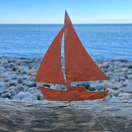 Garden Magic Decorative Ship Sailing Boat in Rust Look for Screwing in 24 cm for Maritime Decoration in the Garden