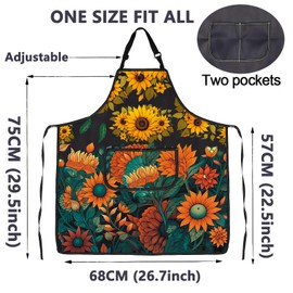 CMNIM Sunflower Apron for Gardening, Cooking, Kitchen, Chef, Baking - Women's Apron With Pockets - Sunflower Lover Gift, Medium