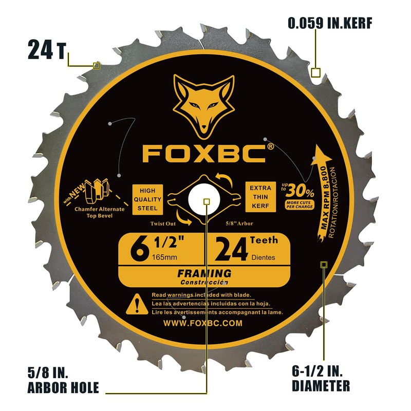 FOXBC 6-1/2 inch Circular Saw Blade 24T 40T 60T Combo